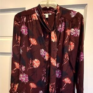 Halogen Burgundy Floral Blouse